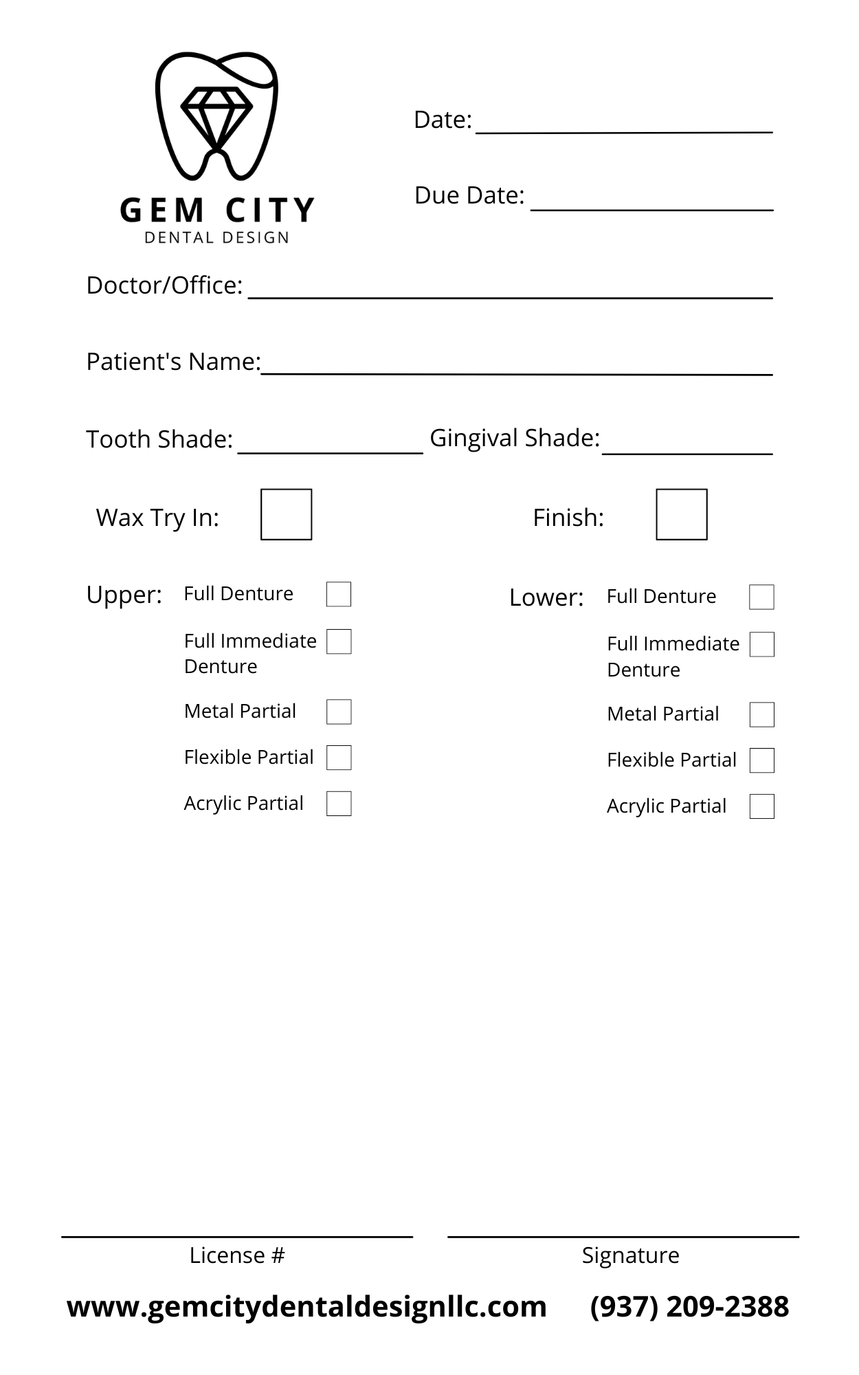 RX Form | Simplify Your Prescriptions Now — Gem City Dental Design LLC